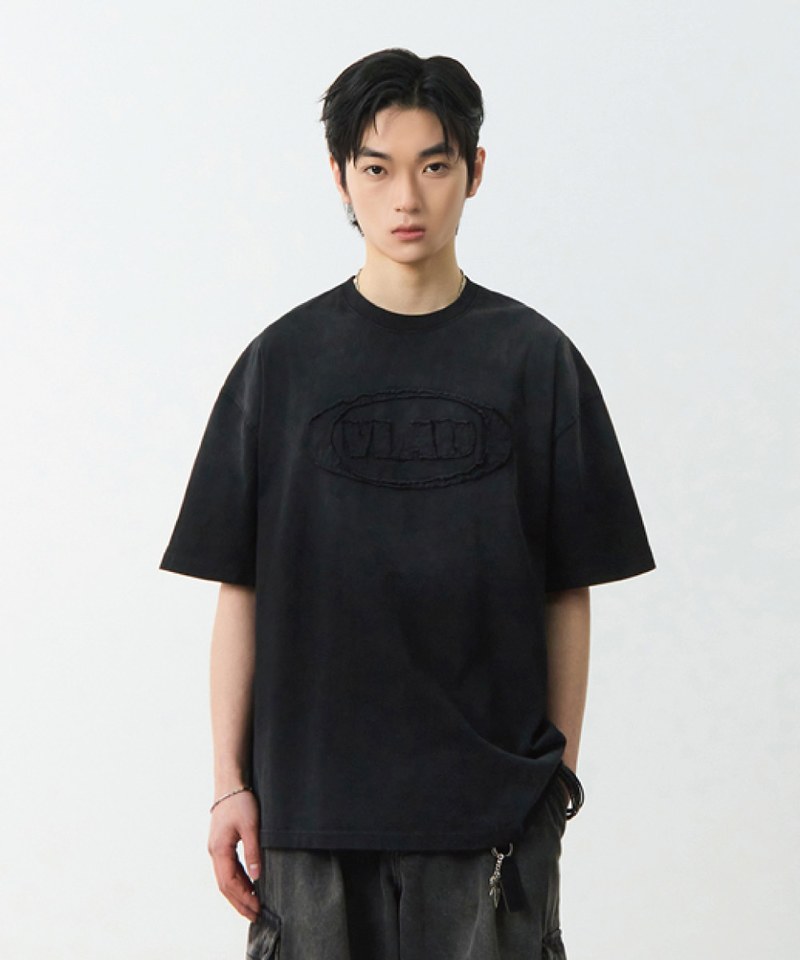 水洗短袖T恤 CUT-OFF APPLIQUE HALF T-SHIRT