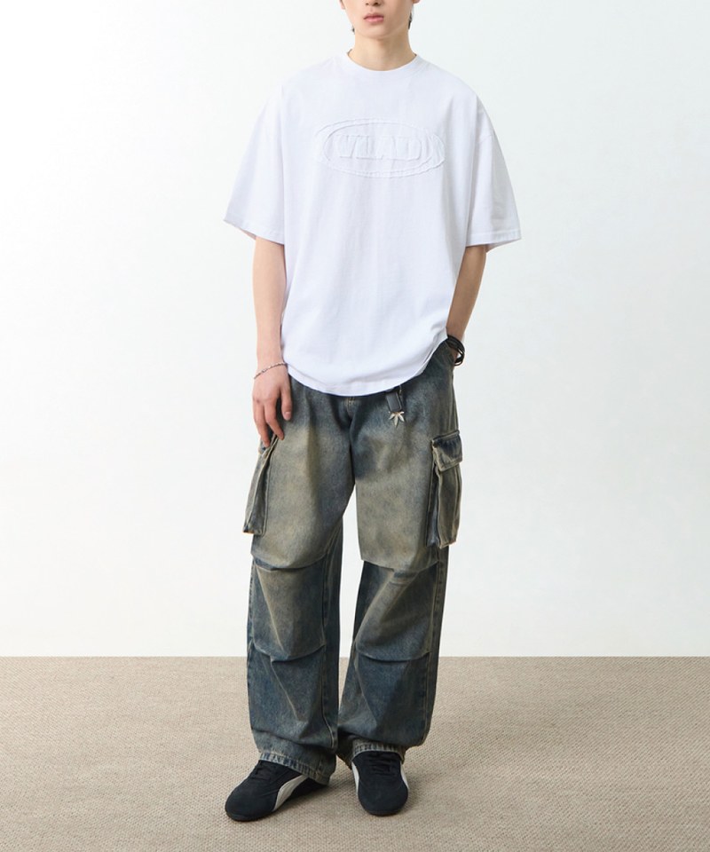 DMB0006-251 水洗短袖T恤 CUT-OFF APPLIQUE HALF T-SHIRT