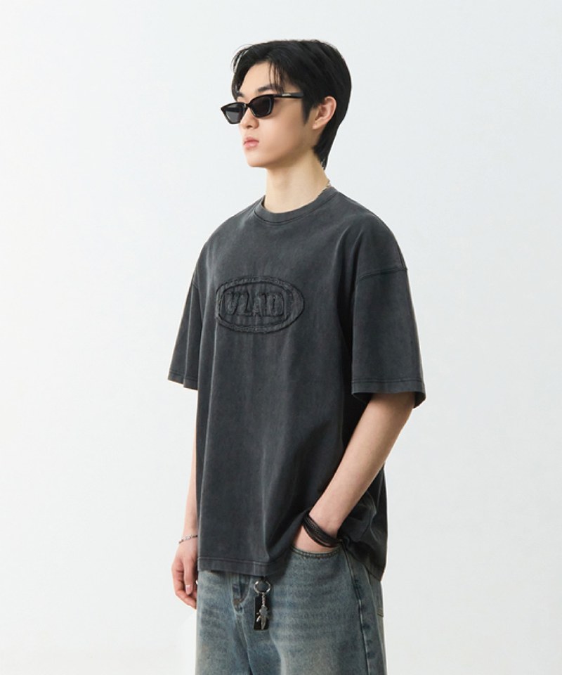 DMB0006-251 水洗短袖T恤 CUT-OFF APPLIQUE HALF T-SHIRT