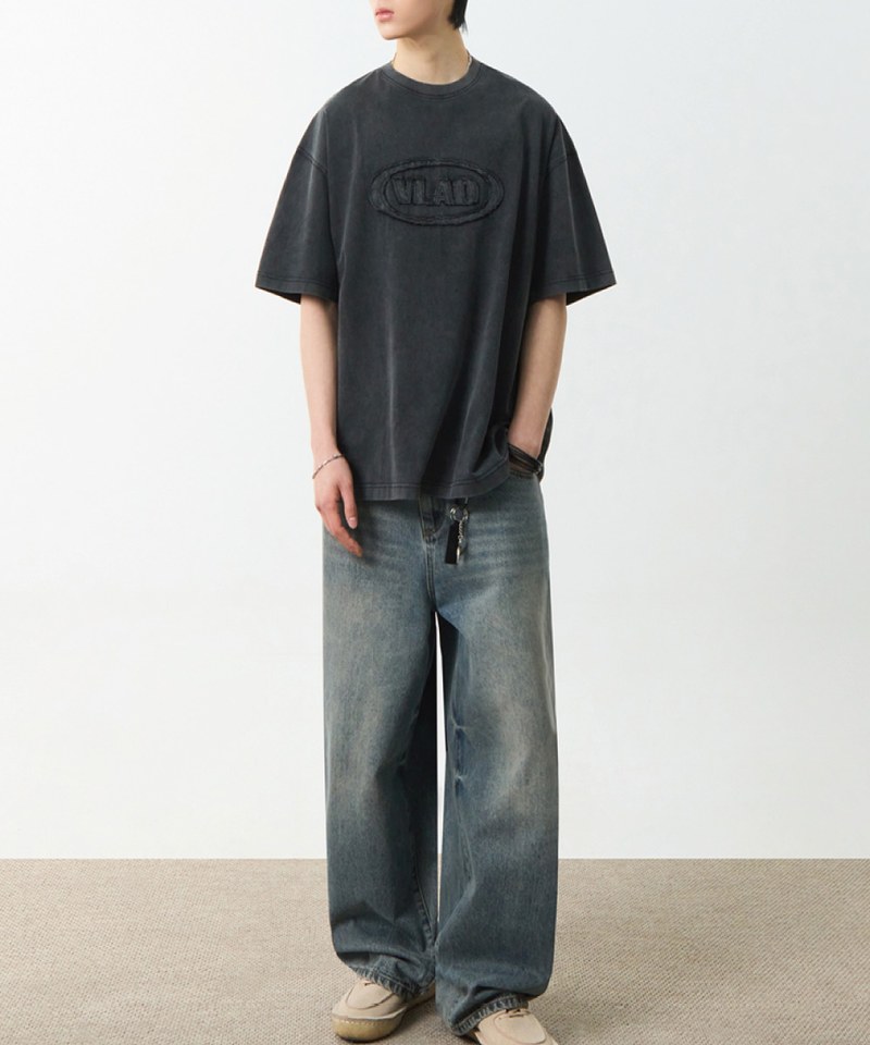 DMB0006-251 水洗短袖T恤 CUT-OFF APPLIQUE HALF T-SHIRT