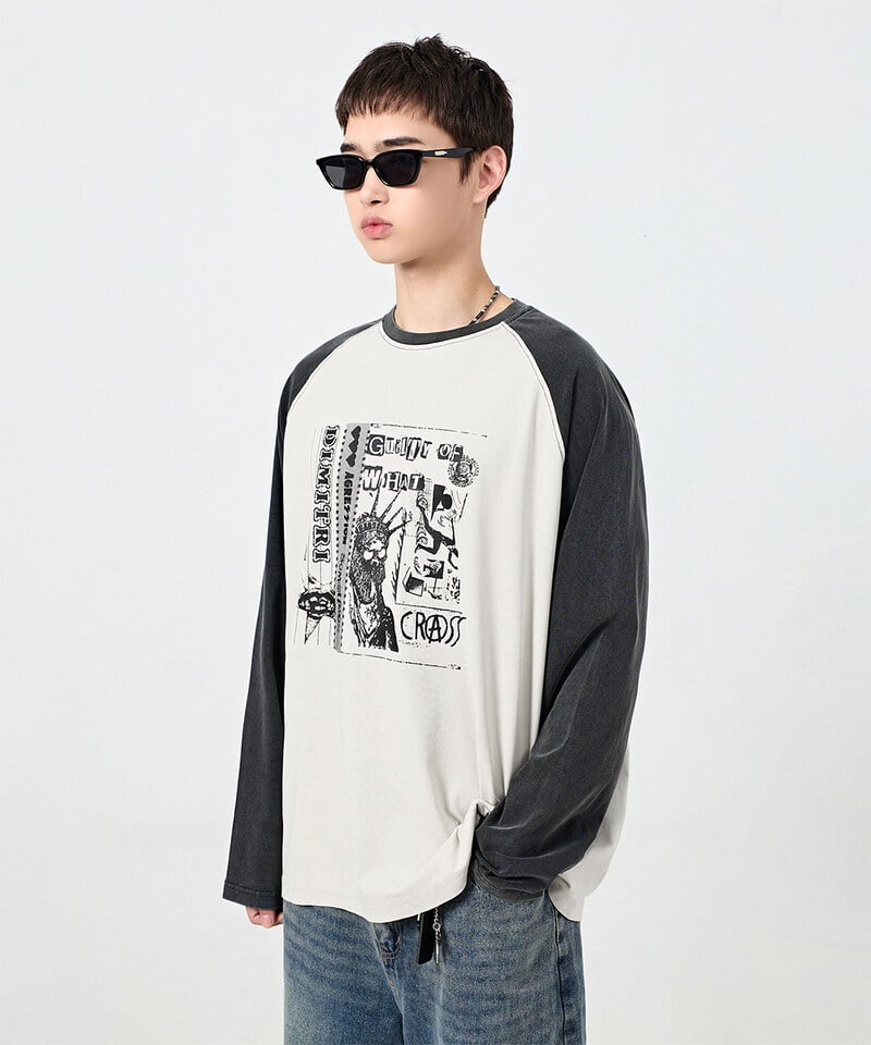DMB0012-252 圖像上衣 RAGLAN COLOR BLOCK PIGMENT ARTWORK T-SHIRT