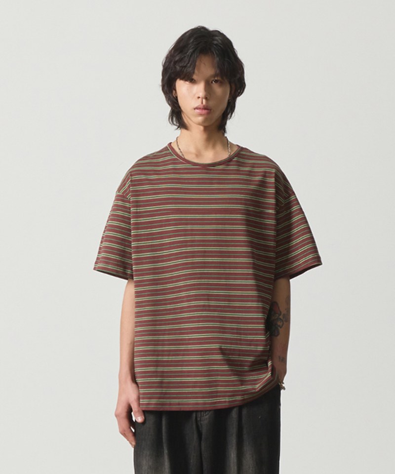 條紋短袖上衣 LAYERING MIXED STRIPE HALF T-SHIRT