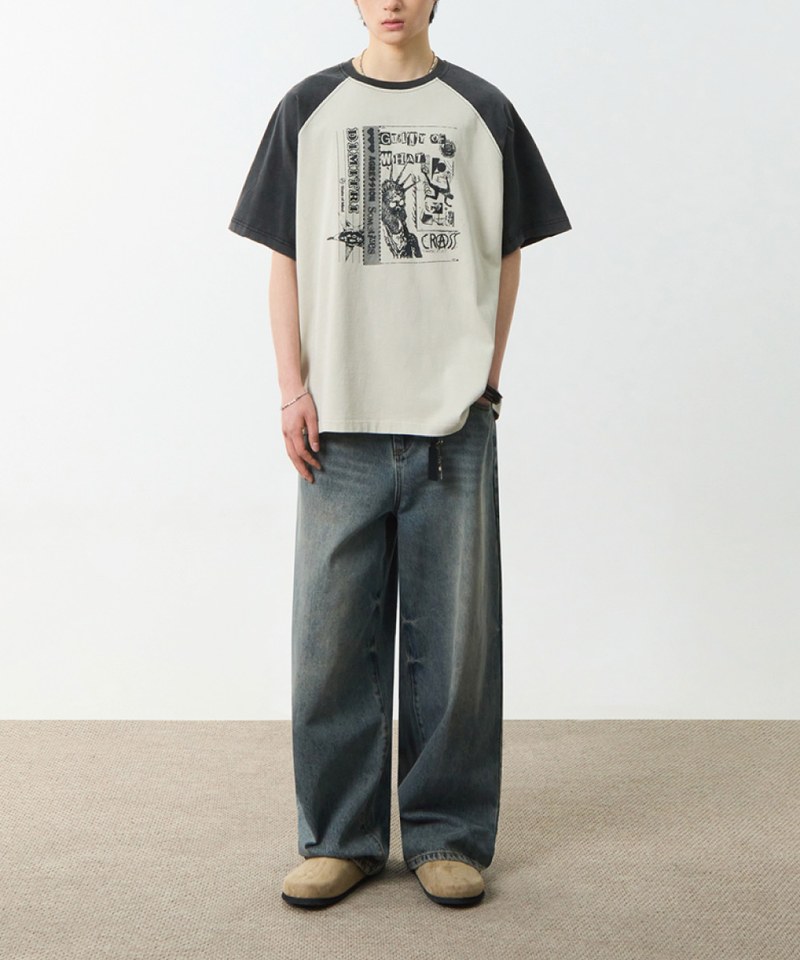 DMB0110-251 印花上衣 RAGLAN COLOR BLOCK PIGMENT ARTWORK SHORT SLEEVE T-SHIRT