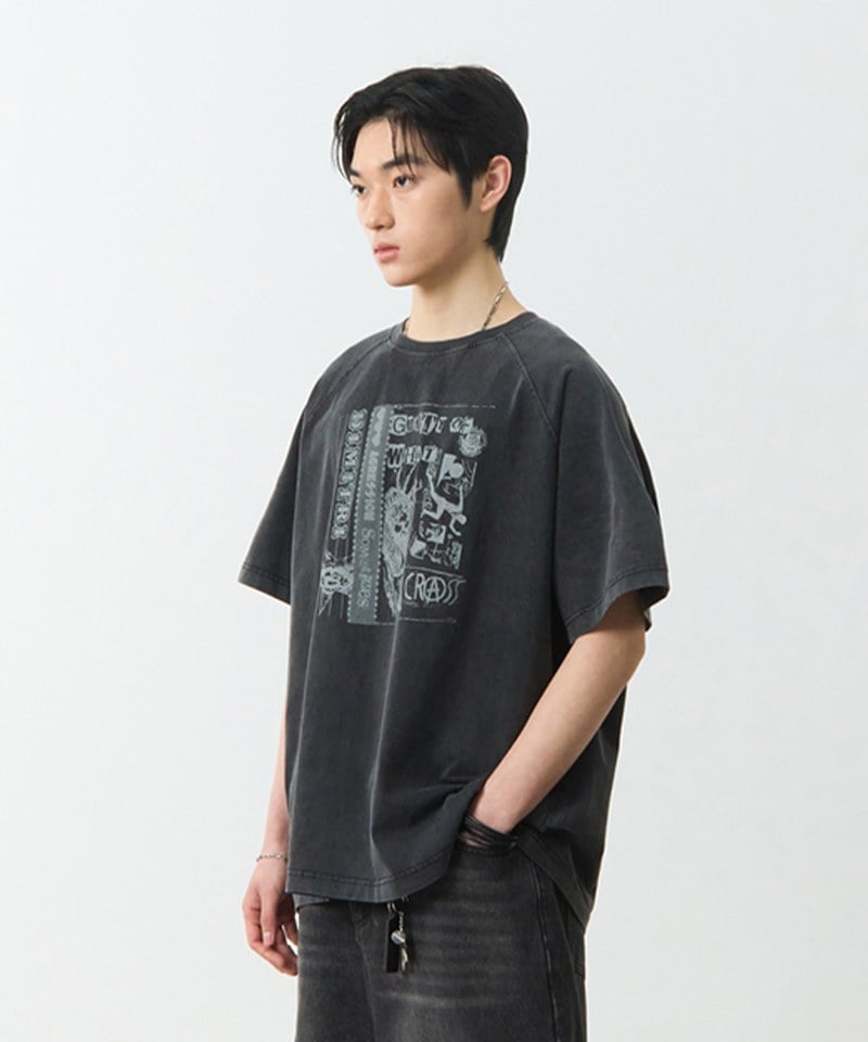 DMB0110-251 印花上衣 RAGLAN COLOR BLOCK PIGMENT ARTWORK SHORT SLEEVE T-SHIRT