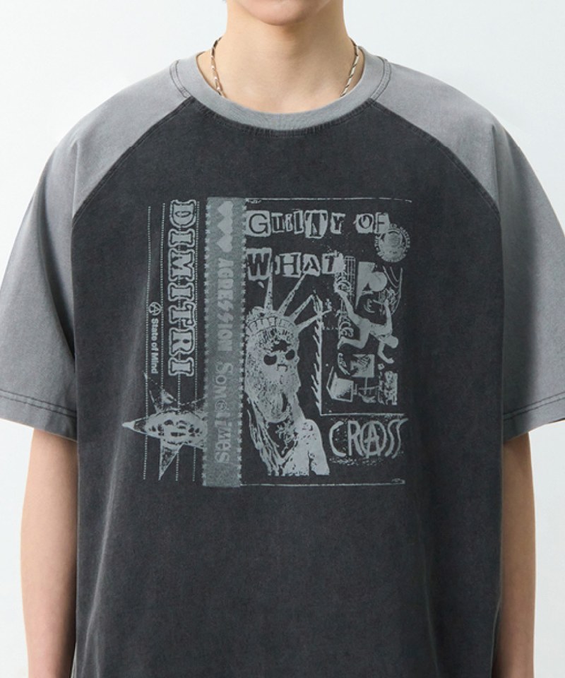 DMB0110-251 印花上衣 RAGLAN COLOR BLOCK PIGMENT ARTWORK SHORT SLEEVE T-SHIRT