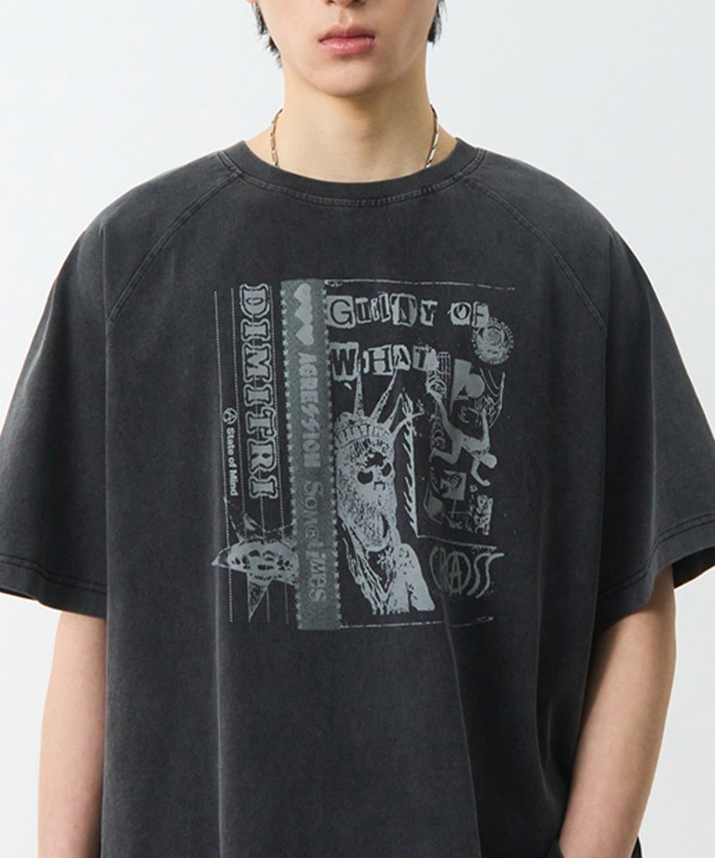 DMB0110-251 印花上衣 RAGLAN COLOR BLOCK PIGMENT ARTWORK SHORT SLEEVE T-SHIRT
