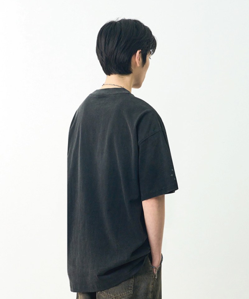 DMB0112-251 復古印花上衣 PIGMENT FADE WASHING ARTWORK HALF T-SHIRT