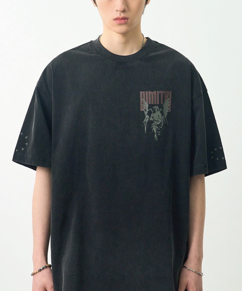 DMB0112-251 復古印花上衣 PIGMENT FADE WASHING ARTWORK HALF T-SHIRT