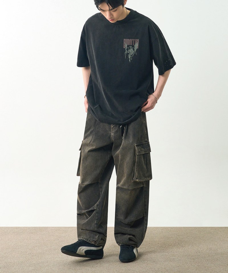 DMB0112-251 復古印花上衣 PIGMENT FADE WASHING ARTWORK HALF T-SHIRT
