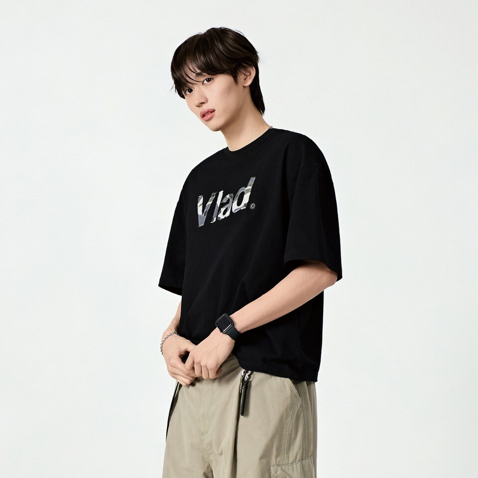 剪裁貼花短TEE VLAD CUT-OFF APPLIQUE SHORT SLEEVE T-SHIRT