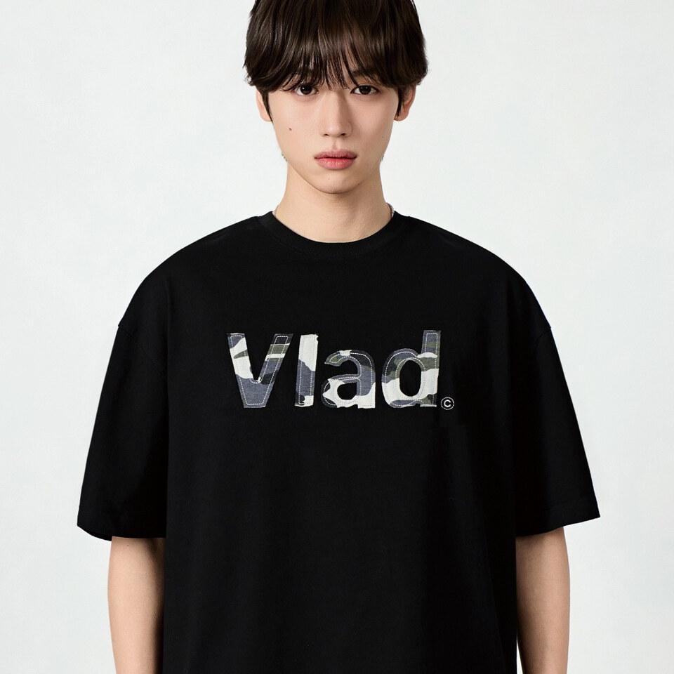 剪裁貼花短TEE VLAD CUT-OFF APPLIQUE SHORT SLEEVE T-SHIRT