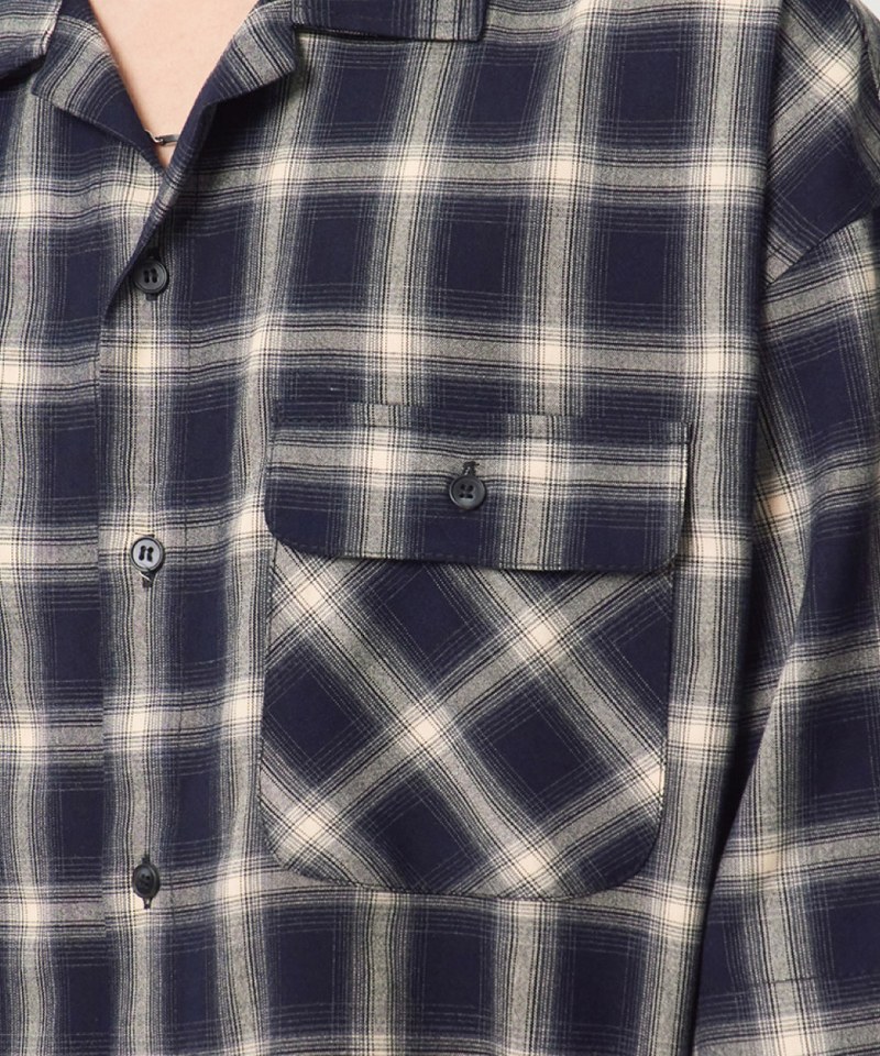 格紋開襟襯衫 OPEN COLLAR OMBRE HALF SHIRT