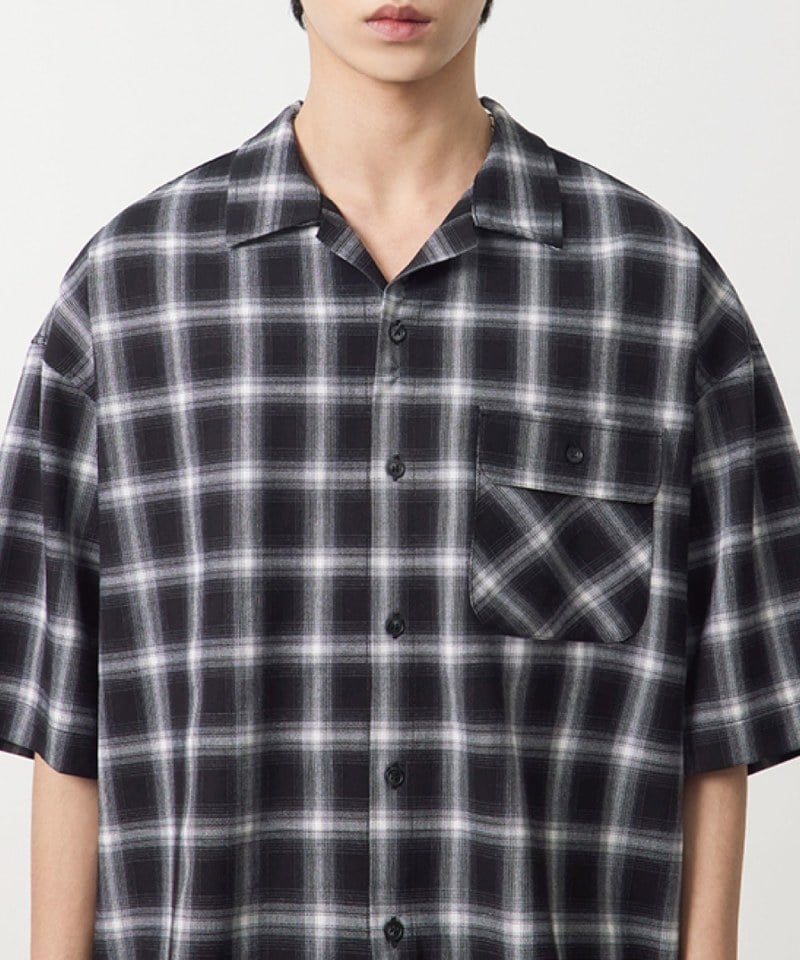 格紋開襟襯衫 OPEN COLLAR OMBRE HALF SHIRT