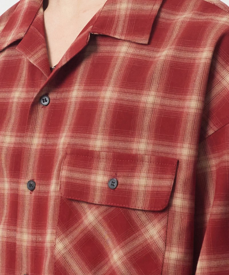 格紋開襟襯衫 OPEN COLLAR OMBRE HALF SHIRT