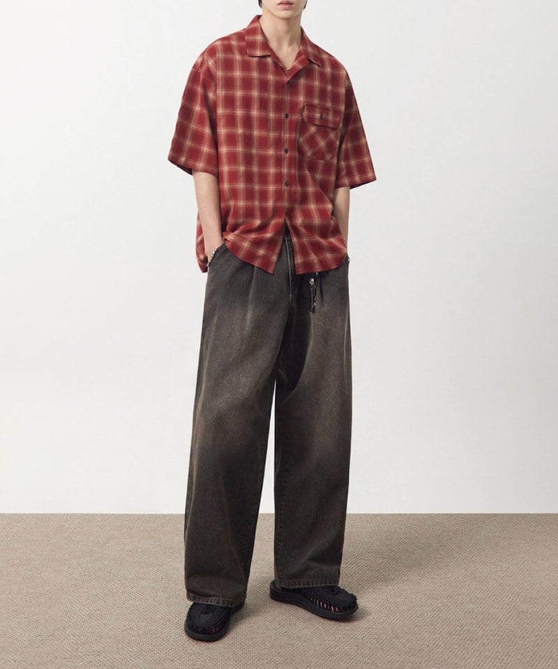 格紋開襟襯衫 OPEN COLLAR OMBRE HALF SHIRT