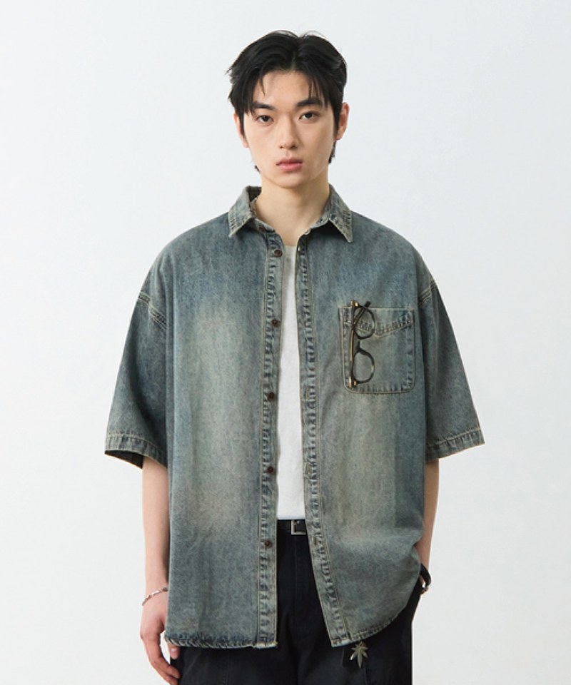 水洗牛仔襯衫 DENIM HALF SHIRT