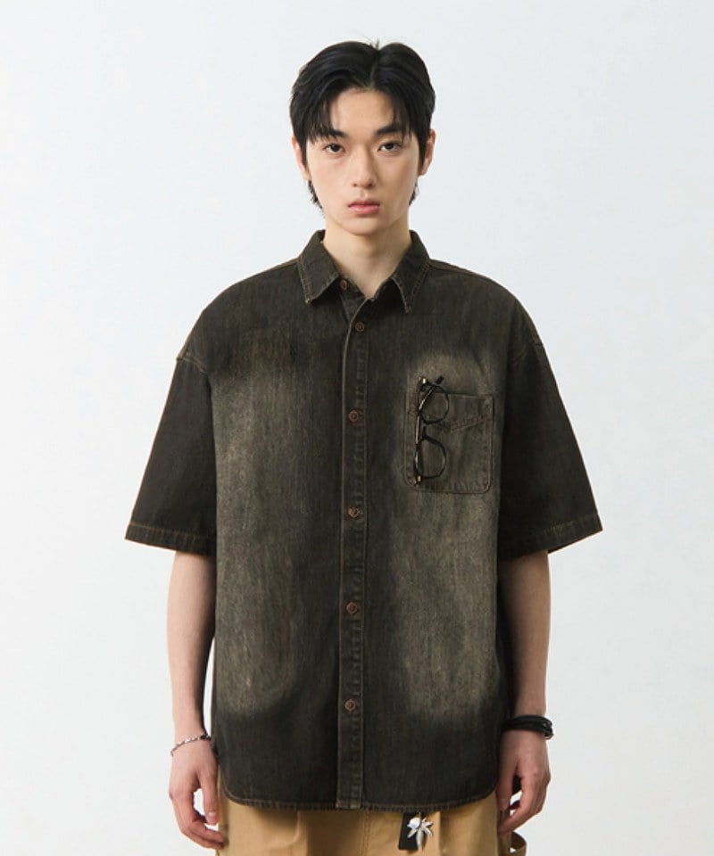 水洗牛仔襯衫 DENIM HALF SHIRT