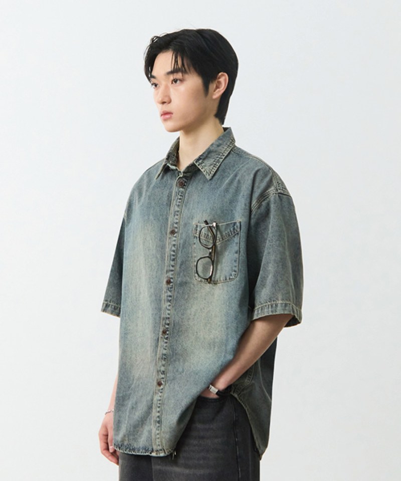 水洗牛仔襯衫 DENIM HALF SHIRT