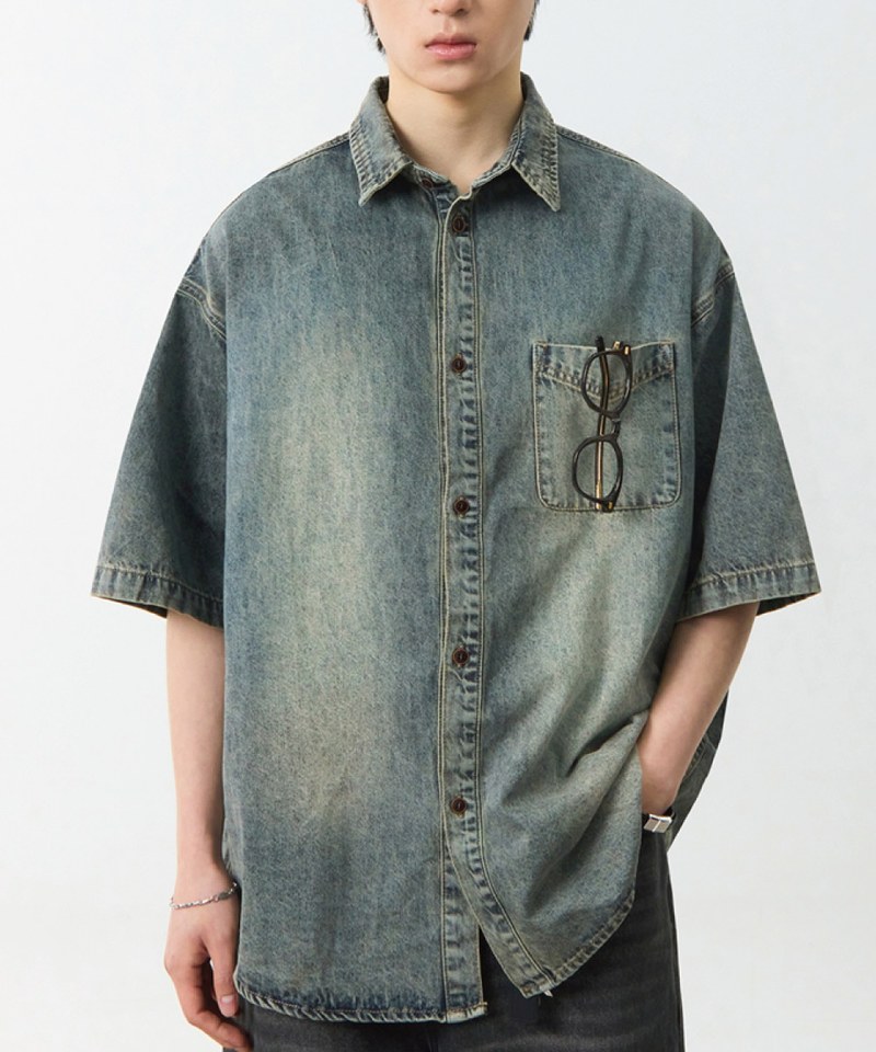 水洗牛仔襯衫 DENIM HALF SHIRT