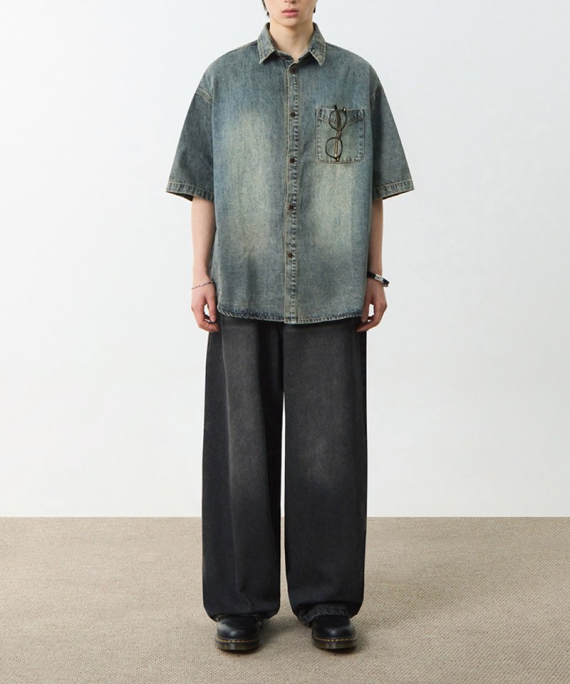 水洗牛仔襯衫 DENIM HALF SHIRT