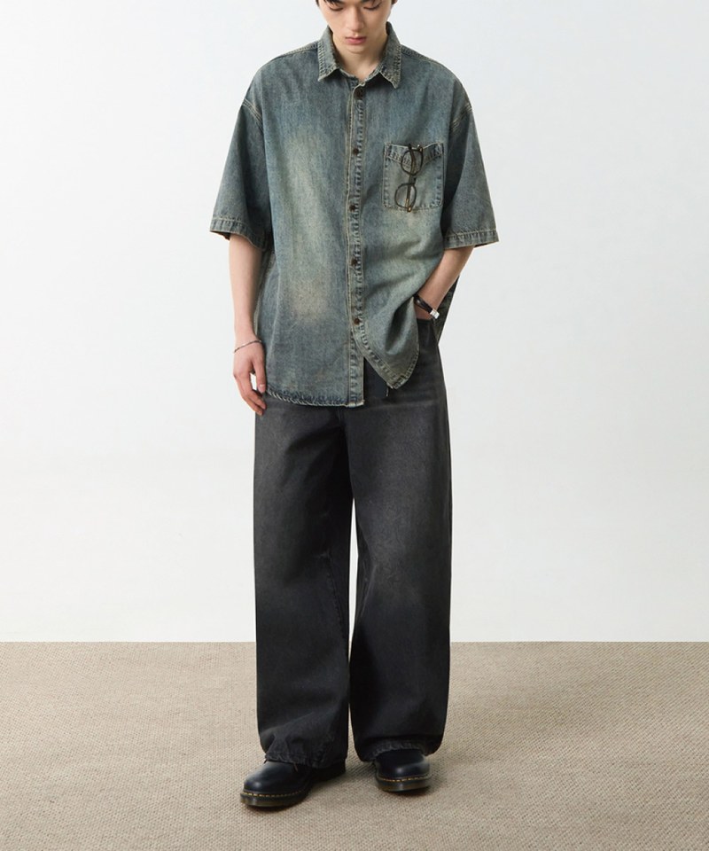 水洗牛仔襯衫 DENIM HALF SHIRT