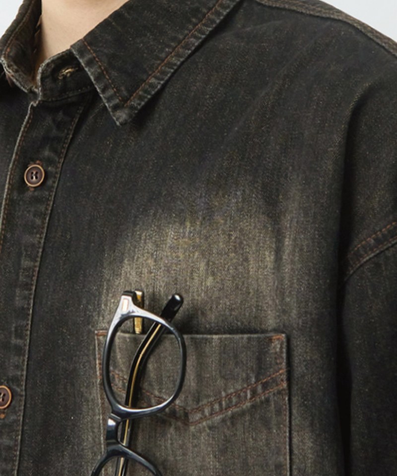 水洗牛仔襯衫 DENIM HALF SHIRT