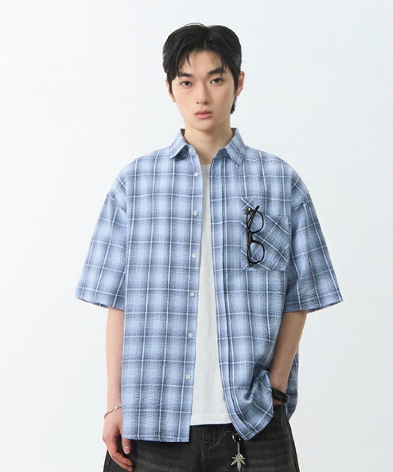 格紋襯衫 ESSENTIAL SEERSUCKER HALF CHECK SHIRT