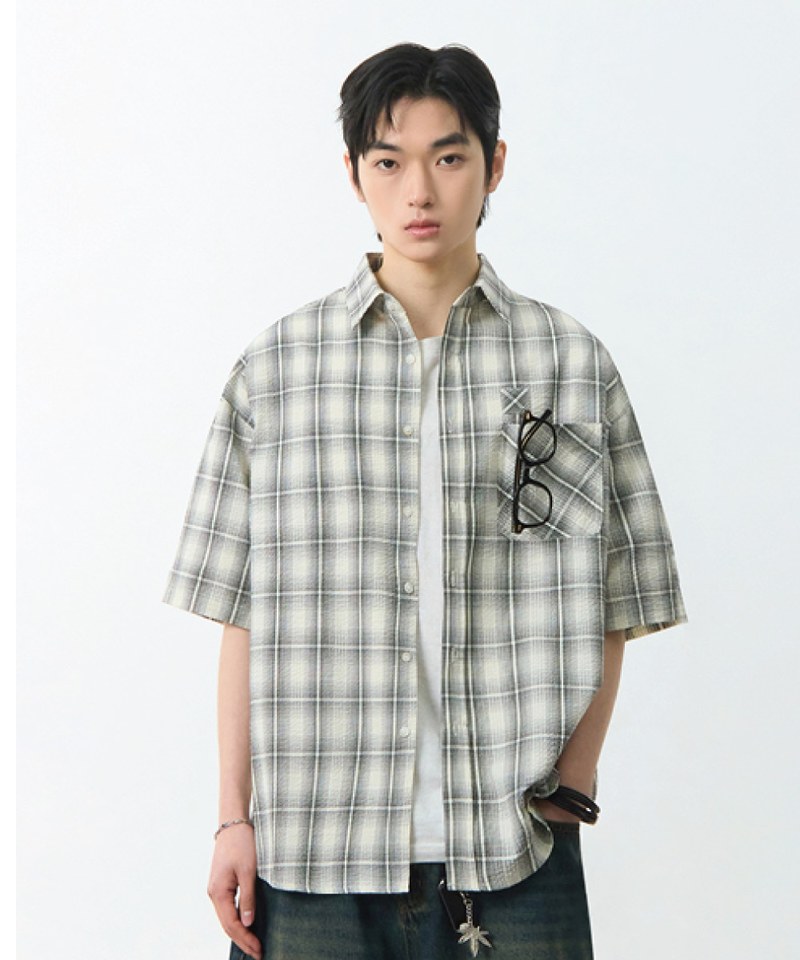 格紋襯衫 ESSENTIAL SEERSUCKER HALF CHECK SHIRT