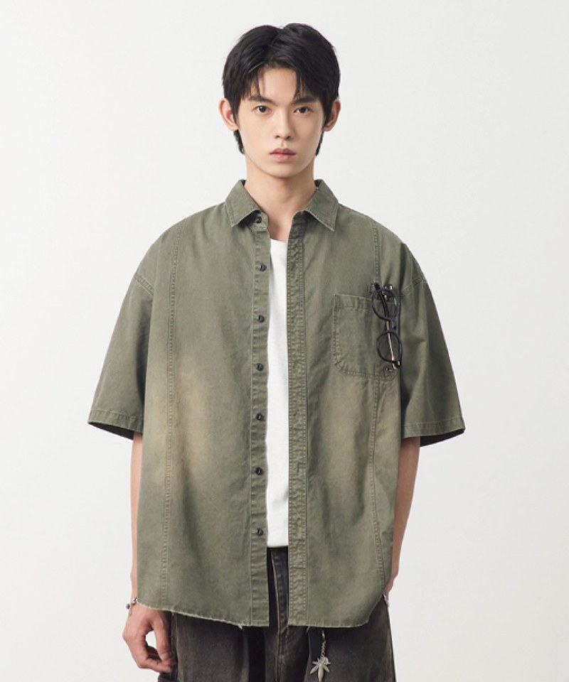 水洗短袖襯衫 FADE-WASHED COTTON HALF SHIRT