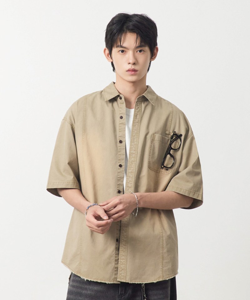 水洗短袖襯衫 FADE-WASHED COTTON HALF SHIRT