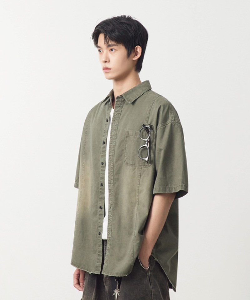水洗短袖襯衫 FADE-WASHED COTTON HALF SHIRT
