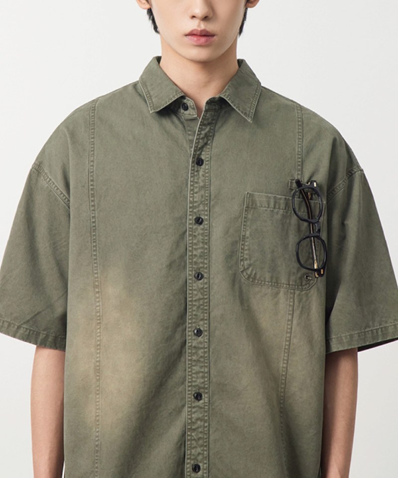 水洗短袖襯衫 FADE-WASHED COTTON HALF SHIRT