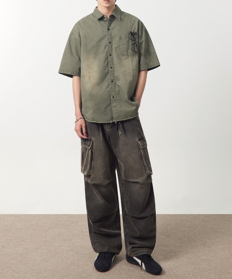 水洗短袖襯衫 FADE-WASHED COTTON HALF SHIRT