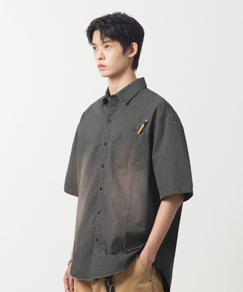 水洗短袖襯衫 FADE-WASHED COTTON HALF SHIRT