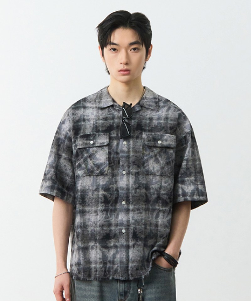 DMB0239-251 開領格紋襯衫 CUT-OFF HALF CHECK SHIRT
