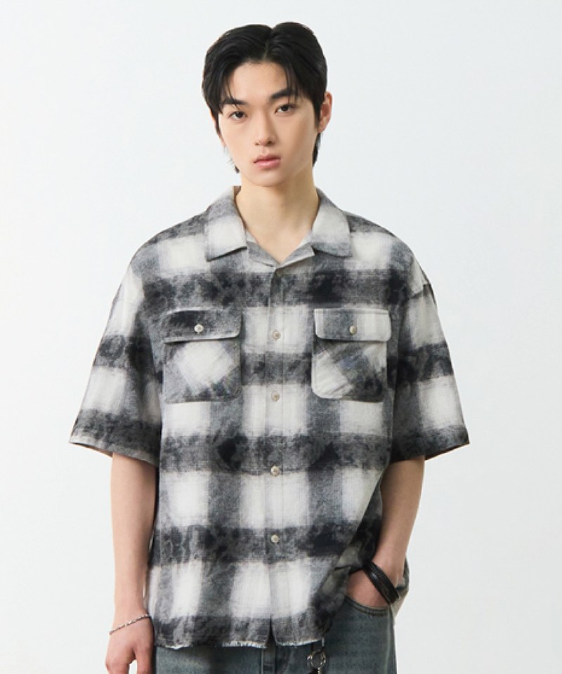 DMB0239-251 開領格紋襯衫 CUT-OFF HALF CHECK SHIRT