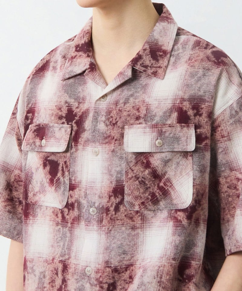 開領格紋襯衫 CUT-OFF HALF CHECK SHIRT