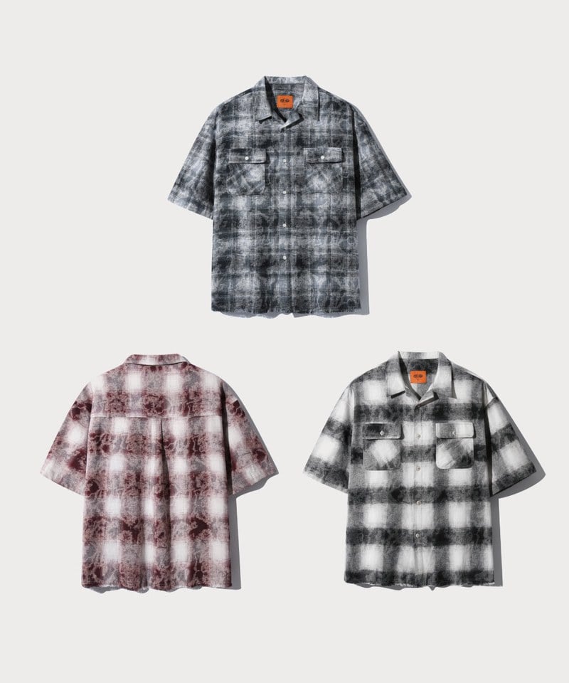 開領格紋襯衫 CUT-OFF HALF CHECK SHIRT