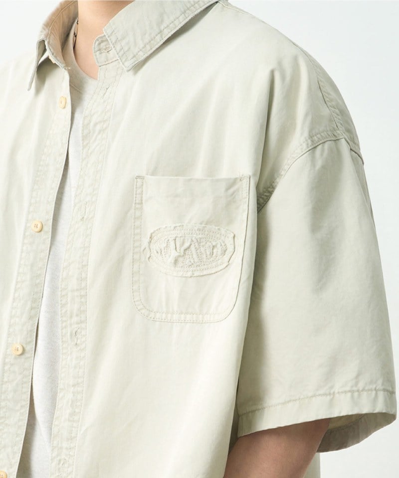 水洗貼花襯衫 CUT-OFF APPLIQUE FADE WASHING HALF SHIRT