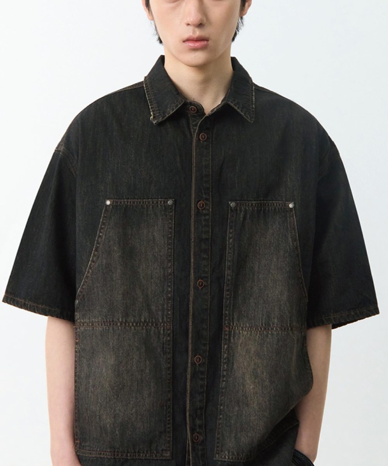 雙口袋牛仔襯衫 DOUBLE KNEE DENIM HALF SHIRT