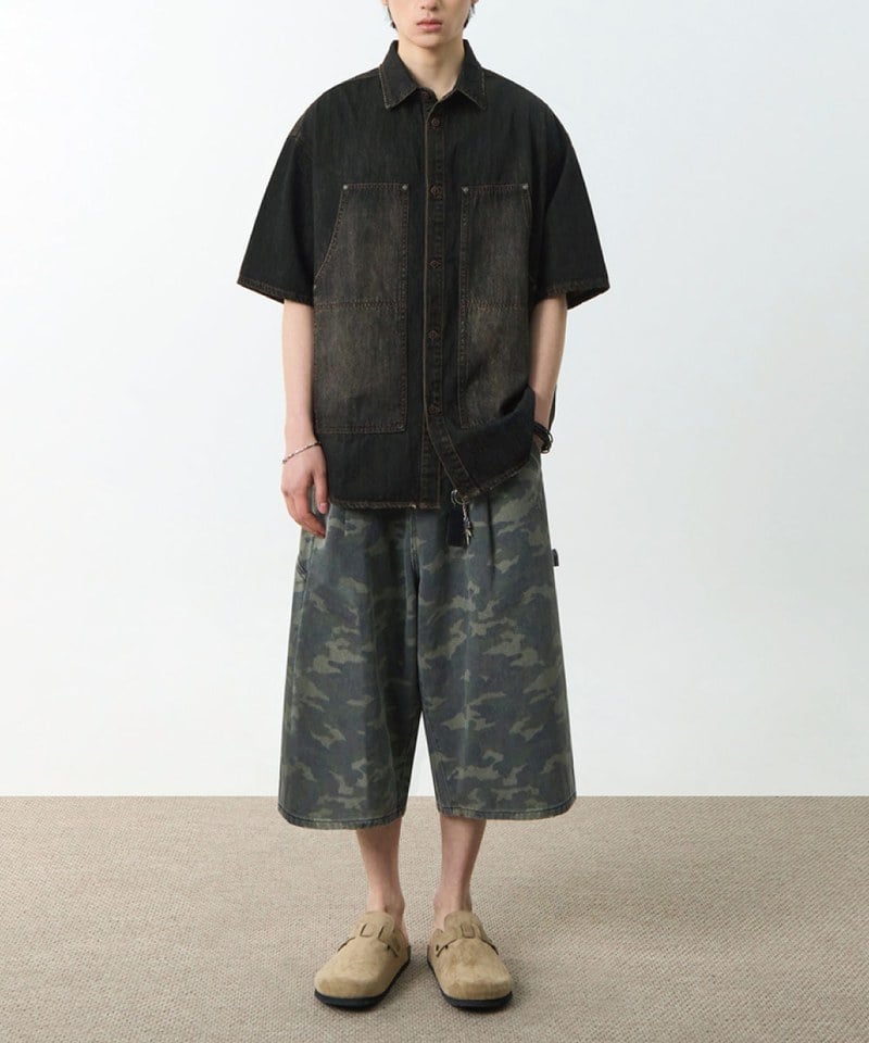 雙口袋牛仔襯衫 DOUBLE KNEE DENIM HALF SHIRT