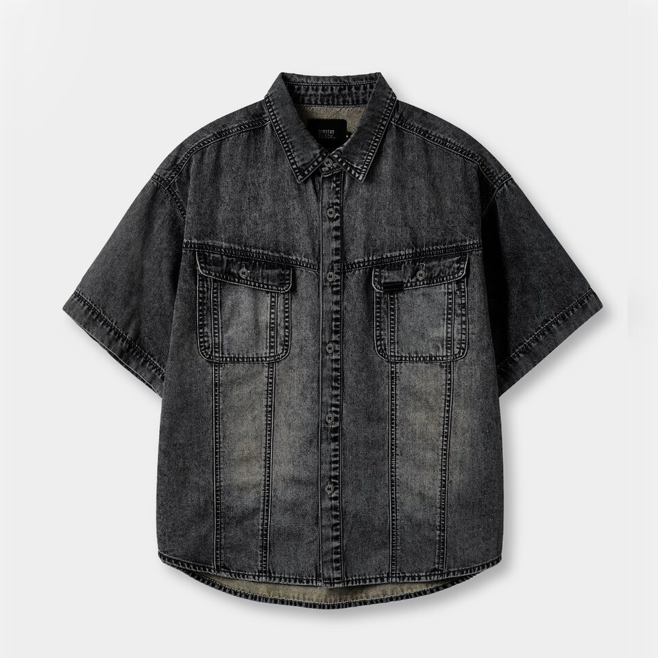 丹寧短袖襯衫 FADED WASHING DENIM TRUCKER HALF SHIRT