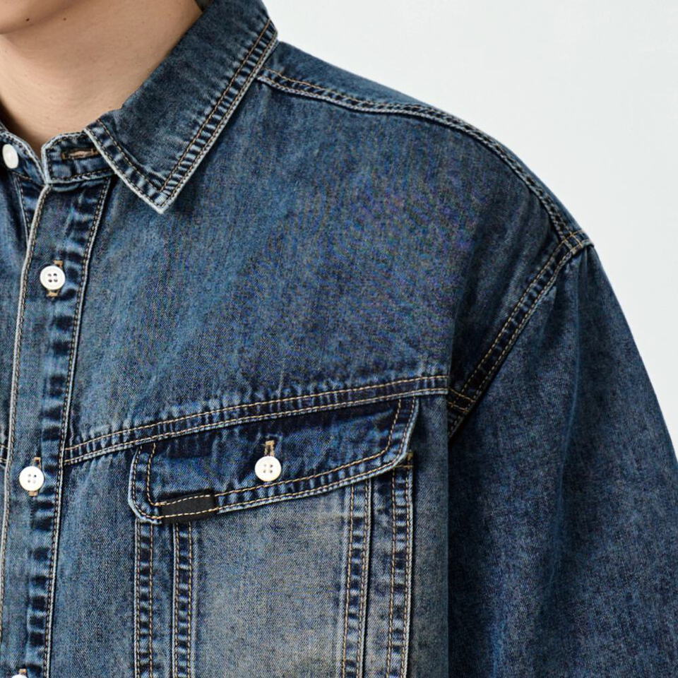 丹寧短袖襯衫 FADED WASHING DENIM TRUCKER HALF SHIRT