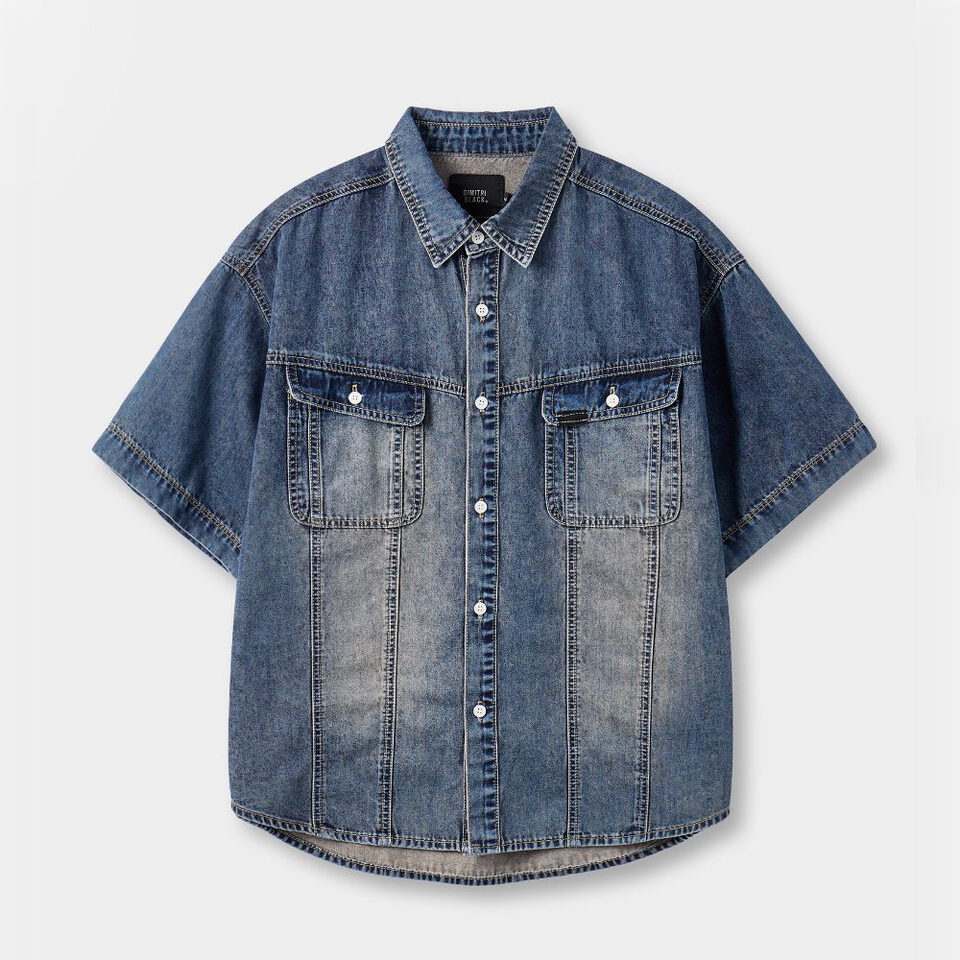 丹寧短袖襯衫 FADED WASHING DENIM TRUCKER HALF SHIRT