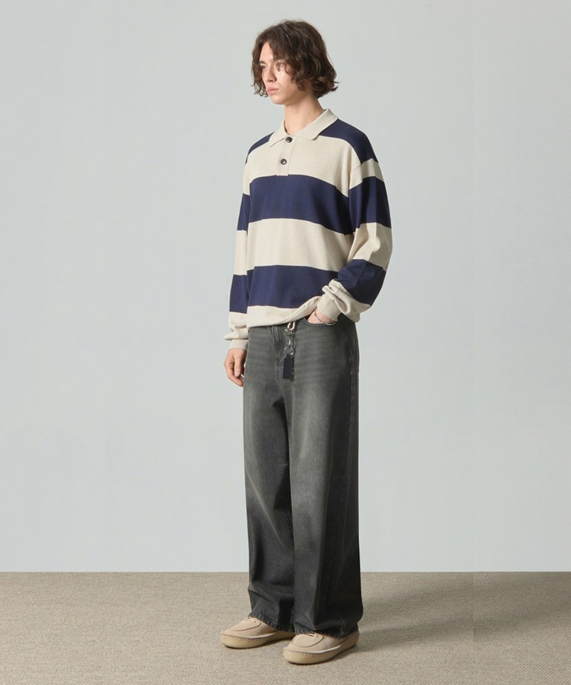 DMB0308-251 條紋長袖針織衫 STRIPE RUGBY LONG-SLEEVE KNIT T-SHIRT