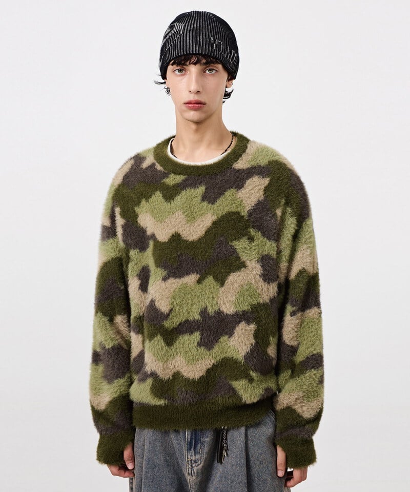 DMB0313-252 迷彩針織上衣 ESSENTIAL HAIRY ROUND KNIT