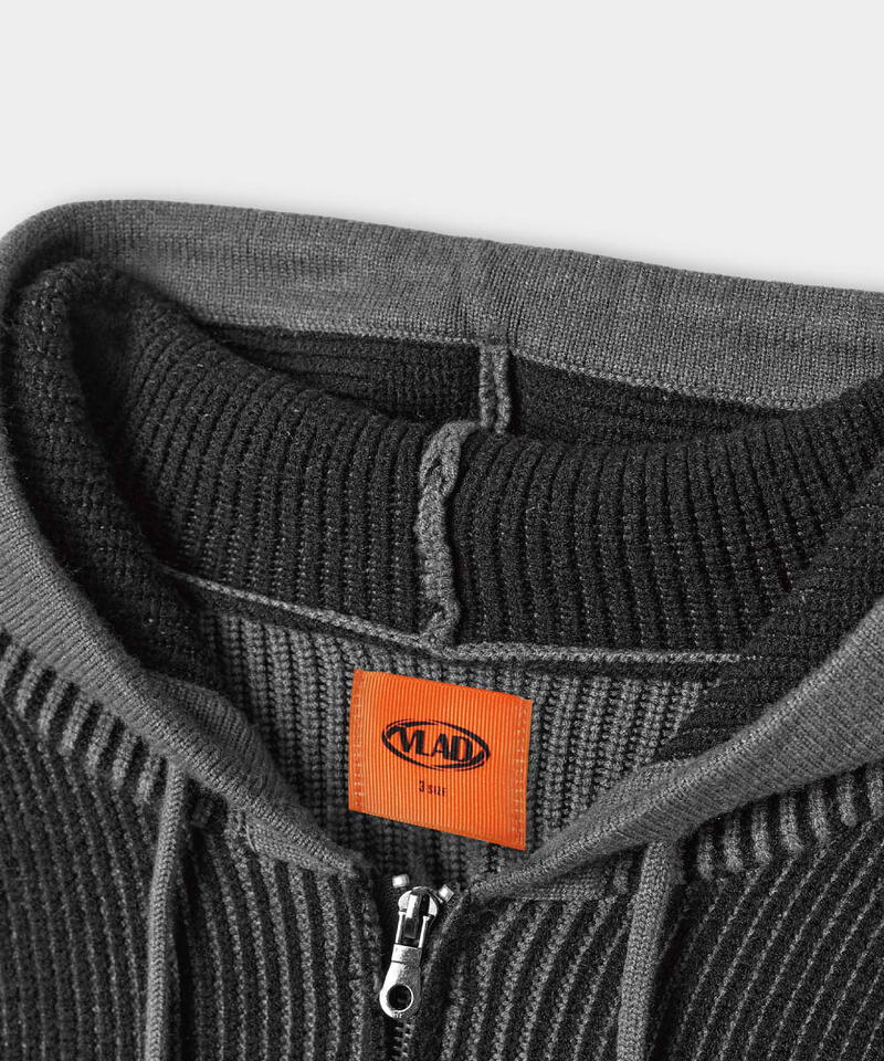 DMB0314-252 針織連帽外套 VLAD RIBBED TWO-TONE KNIT HOODED ZIP-UP
