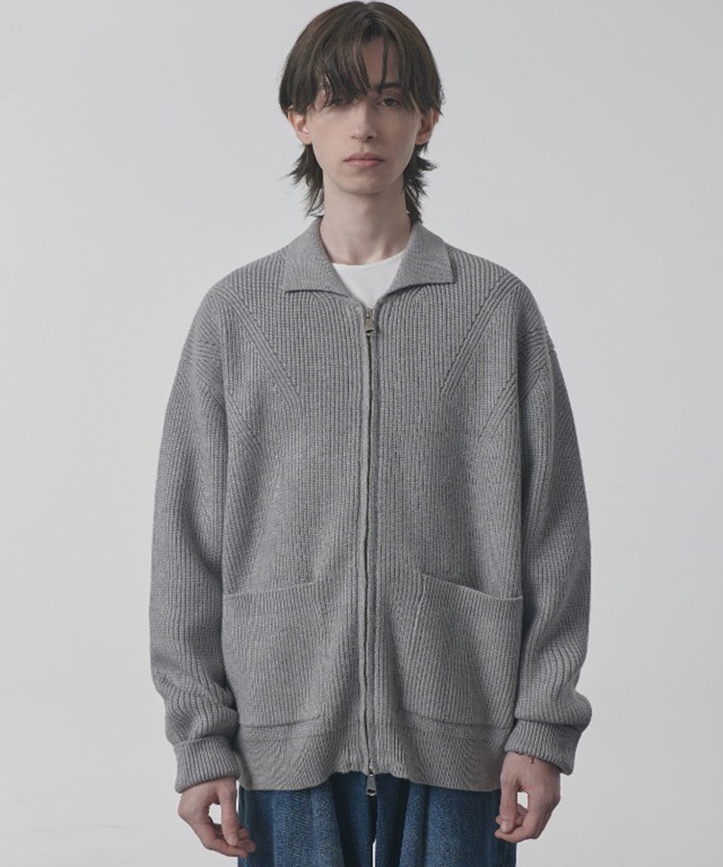 針織外套 2WAY HEAVY WEIGHT WAVE COLLAR KNIT ZIP-UP