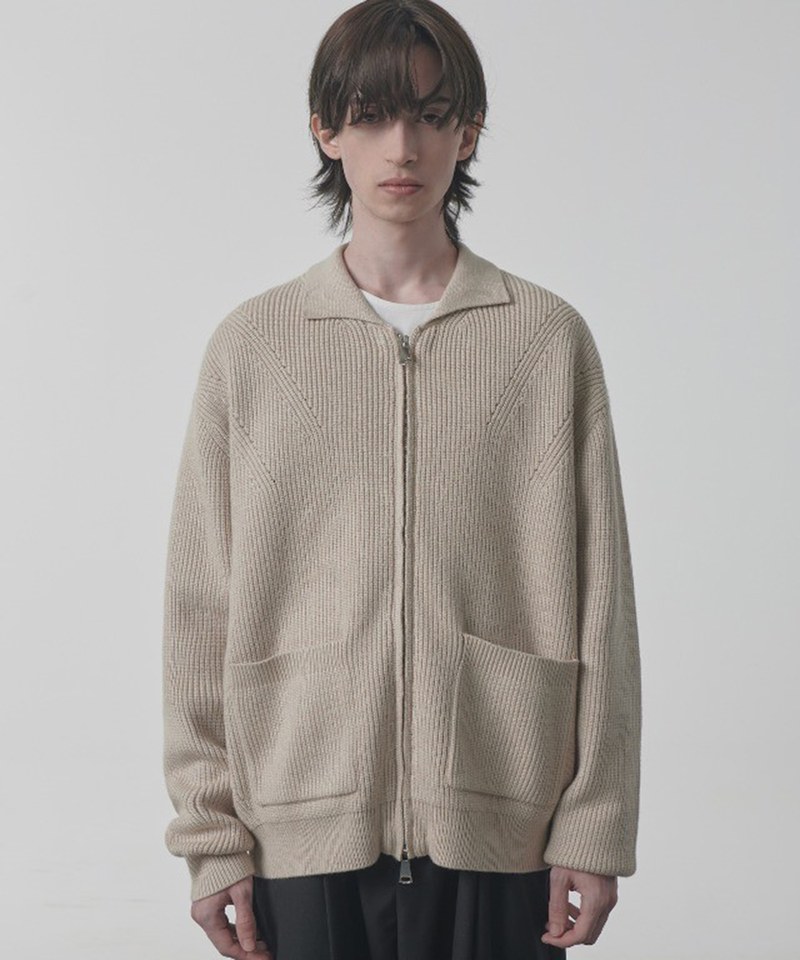 針織外套 2WAY HEAVY WEIGHT WAVE COLLAR KNIT ZIP-UP