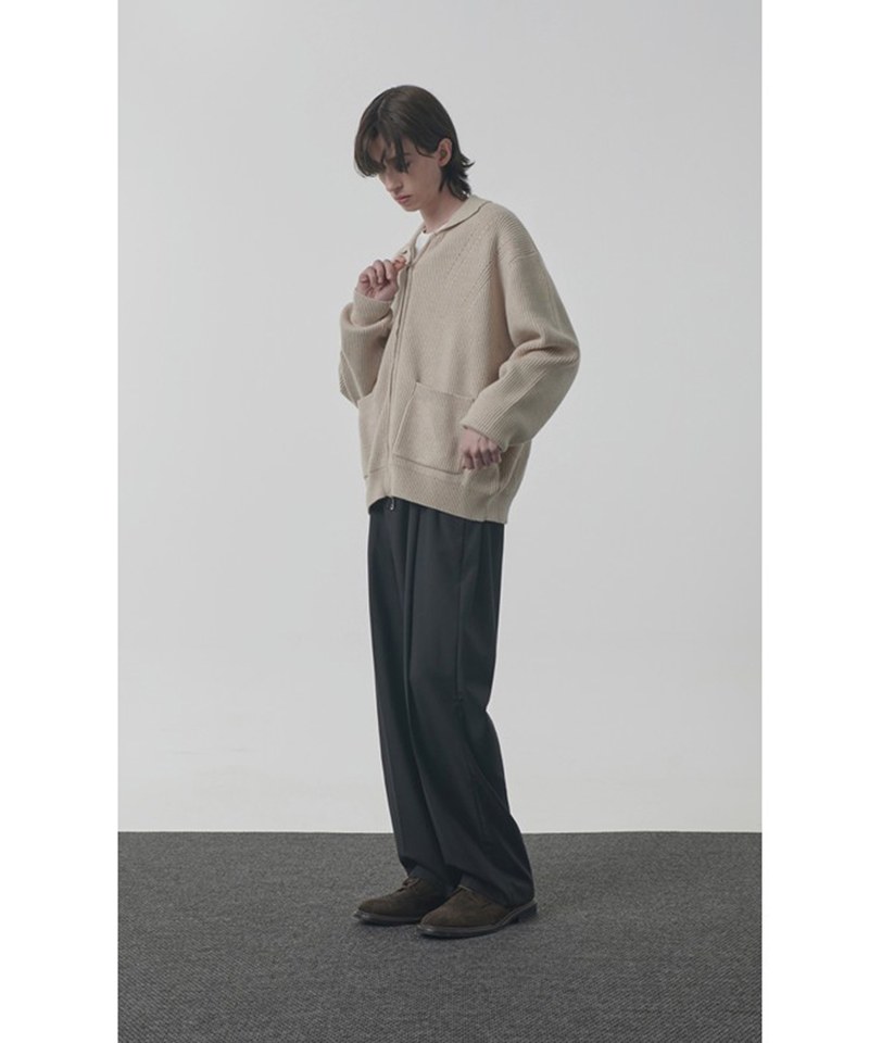 針織外套 2WAY HEAVY WEIGHT WAVE COLLAR KNIT ZIP-UP